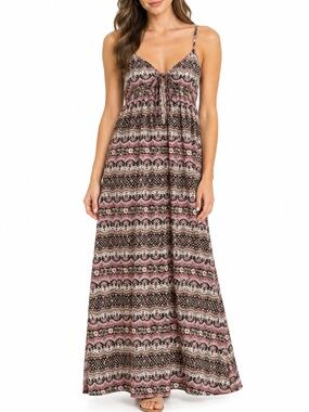 MINKPINK Multicolour Bohemian Maxi Dress Spaghetti Straps Cutout Flowy Sz S